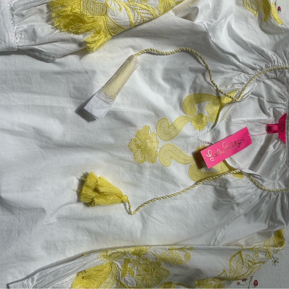 Lilly Pulitzer Kaydence pretty white and yellow blouse - Picture 7 of 8